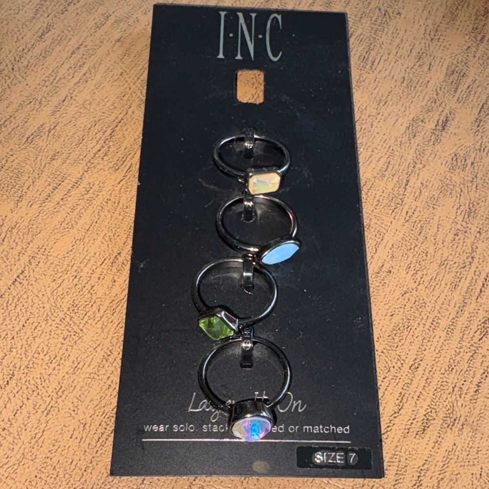 INC Multicolor Crystal Stackable Rings (Set) - Picture 1 of 3